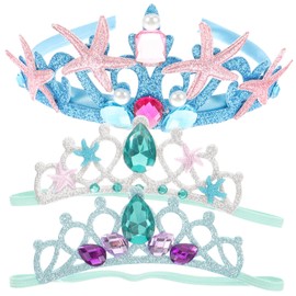 Totority 3pcs Glitter Crown Headbands for Girls Elastic Princess Party Headdress Rhinestone Birthday Hairbands Creative Birthday Accessories