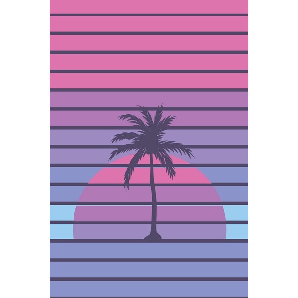 sunset palm vaporwave aesthetic: 6" x 9" journal, notebook or