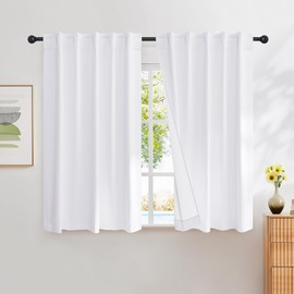 NICETOWN 100% Blackout Window Curtains for Camper - (Snow White Color) 42x40 Inch, 2 Panels Set, Thermal Insulated Blackout Drapes/Draperies with Rod Pocket & Back Tab for Loft