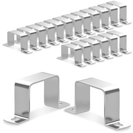 sturiz Pack of 20 Square Pipe Clamps 304 Stainless Steel Square Tube Pipe Clamps 20 x 20 mm Square Tube Clamp U Clamp Square for Front Doors Windows Water Supply and Other Pipes