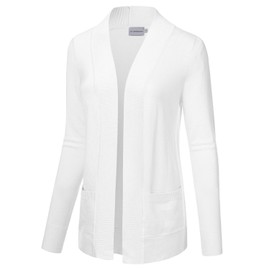 JJ Perfection Casual Open Front Knit Cardigan Long Sleeve with Side Pockets Basic Sweater Jackets for Womens with Plus Size