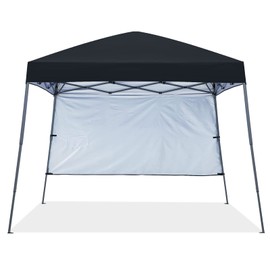 ABCCANOPY Outdoor Pop Up Canopy 10x10 Beach Camping Canopy with 1 Sun Wall, Bonus Backpack Bag, Stakes and Ropes, Black