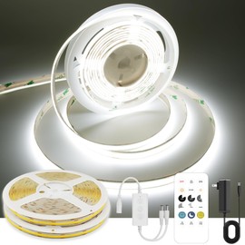 AXMOTUT 65.6ft White COB LED Strip Light, High Bright LED Strips with 320LEDs, RF Remote and UL Power Supply, 6000K Dimmable LED Lights for Bedroom, Kitchen, DIY Home Decoration, 2 Rolls of 32.8ft