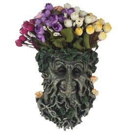 Tree Face Sculpture, Flower Planter Pot Hand-Painted Greenman Tree Face Garden Decoration for and Home Décor