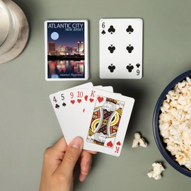 Lantern Press Atlantic City, New Jersey, Skyline at Night (52 Playing Cards, Poker Size Card Deck with Jokers)