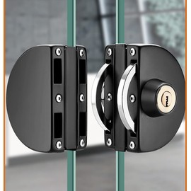 Qrity Stainless Steel Glass Door Lock with Key Open/Close for 10-12mm Office, Home, Bathroom - Black