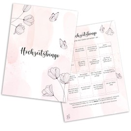MAVANTO Wedding Bingo Cards with 16 Tasks Each - Funny Wedding Game for Guests to Get to Know (Butterfly, Pack of 50)