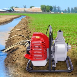 1" Gas Powered Water Pump Flood Irrigation 2HP Water Transfer Pump 43CC 2-Stroke