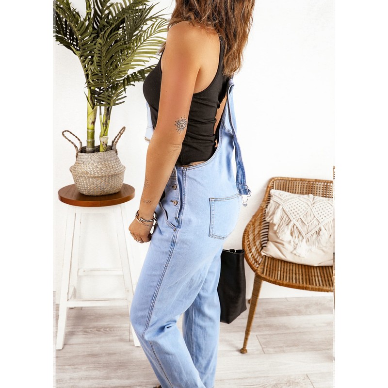 luvamia Women's Casual Adjustable Denim Bib Overalls Jeans Pants Fashion