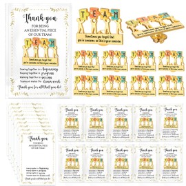 Juinte 20 Pack Team Gifts Bulk Employee Appreciation Gifts Puzzle Piece Lapel Pin Inspirational Lapel Pins Thank You Gift Cards Organza Bags for Coworker Staff (You're Awesome)