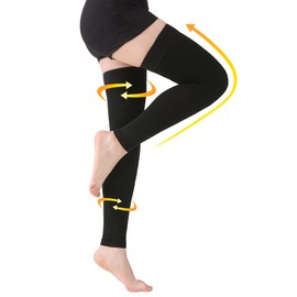 MGANG Thigh High Leg Sleeve 20-30 mmHg Graduated Compression with Grip Top, Medical Compression Stockings for Men and Women, with Varicose Veins, Lymphedema, Swelling & Venous Insufficiency, Black S