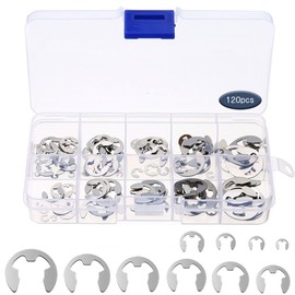 TBDBNR E-Type Snap Ring, E-Type Retaining Ring, 120-Piece Set E-Clip, Retaining Snap Ring, 304 Stainless Steel, Durable, Oil-Resistant, Circlip Kit, 10 Sizes M1.5/M2/M3/M4/M5/M5/M6/M7/M8/M9/M10, Multi-functional, Repair, For Fixing Parts, For Springs, Sh