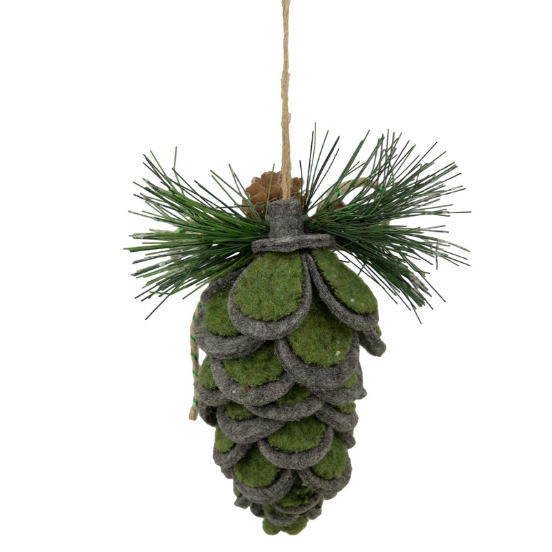 Northlight Pinecone Fabric Christmas Ornament, 6", Green