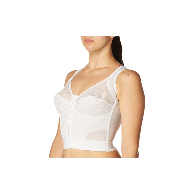 Carnival Women's Front Closure Longline Posture Support Bra, White, 36D