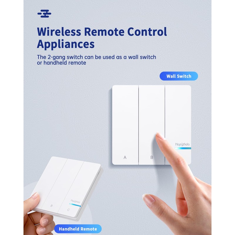 HAPYTHDA Remote Control Outlet Plug, 15A/1500W Wireless Light Switch for