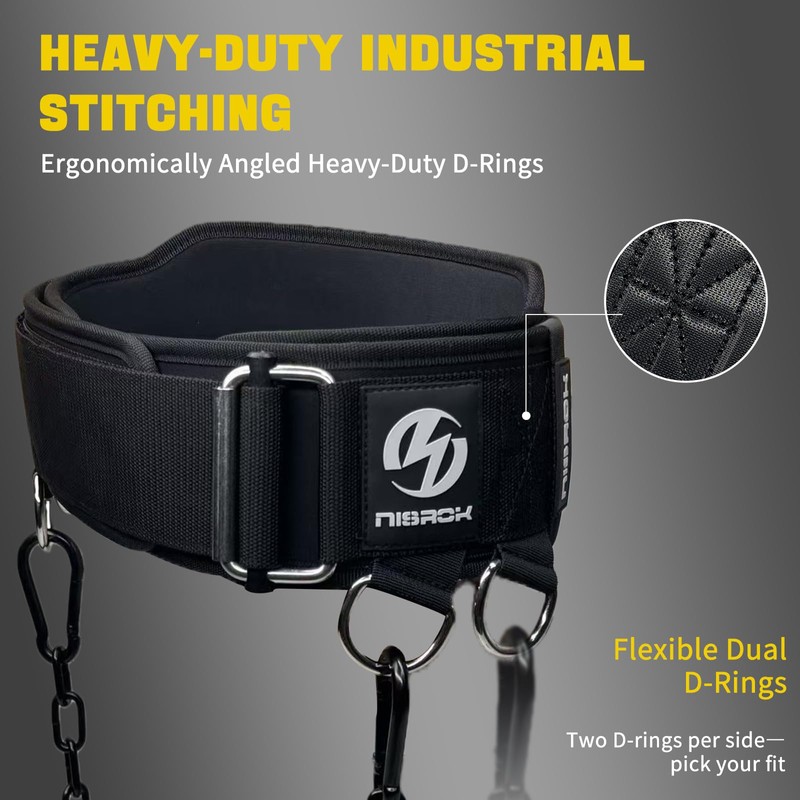 2-in-1 Weightlifting Belt & Dip Belt with 41 IN Steel