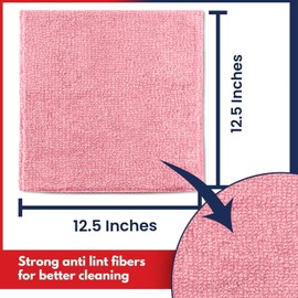 USANOOKS USANOOKS Microfiber Cleaning Cloth Light Pink - 100 Pcs 12.5"x12.5" - High Performance - 1200 Washes, Ultra Absorbent Towels Weave Grime & Liquid for Streak-Free Mirror Shine - Car Washing Cloth