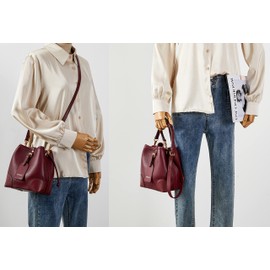 Bolso bandolera de piel con cordón de alta calidad para mujer, 2-Rojo vino