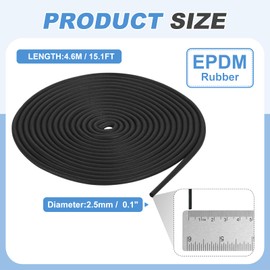 PATIKIL Foam Rubber Weather Seal Strip, 0.1" 15Ft EPDM Rubber Weather Stripping for Sealing Gaps Joints Crack Filling DIY Gasket, Black