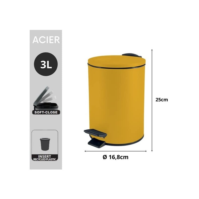 Spirella Adelar Cosmetic Bin 3 Litres Stainless Steel with Soft-Close
