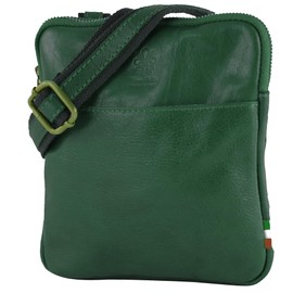 modamoda de - T256 Italian Leather Shoulder Bag Messenger Bag Small, Bottle Green