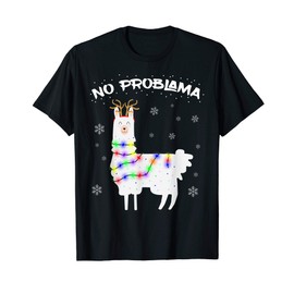 No Problama Cute Christmas Alpaca with Reindeer Costume T-Shirt