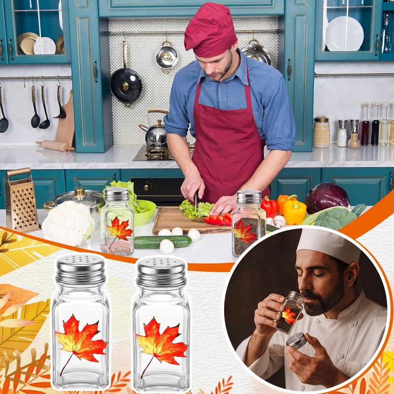 Newtay 2 Fall Maple Leaves Salt and Pepper Shaker Set