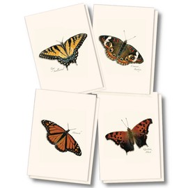 Earth Sky + Water - Butterfly Assortment Notecard Set - 8 Blank Cards with Envelopes (2 each of 4 styles)