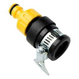 Merriway® BH00316 Snap Fit Hose Tap Connector Adaptor for 1/2 inch Taps with Butterfly Hose Clip Attachment, Yellow / Black