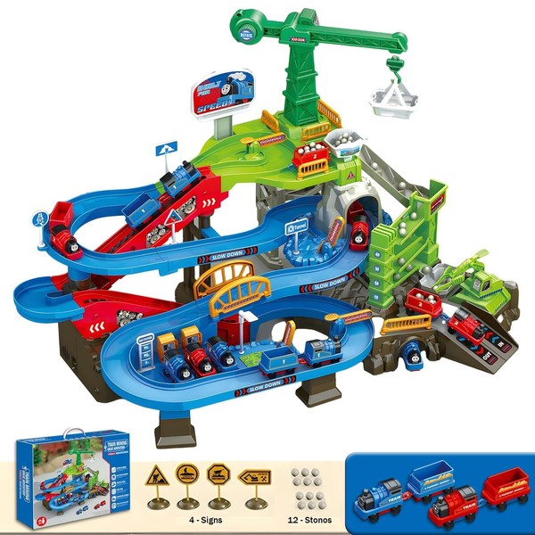 BOBPUL Construction Vehicle Toys Race Car Track for Kids Age