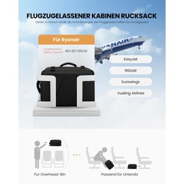 LOVEVOOK Ryanair Hand Luggage 40 x 20 x 25 cm, Hand Luggage Backpack Bag Travel Backpack Airplane Carry On Hand Luggage Travel Backpack for 14 Inch Laptop Women Men
