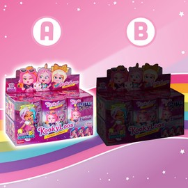 KOOKYLOOS Glitter Glam series – Box with 6 collectible dolls each with 3 different faces. Comes with fashion accessories, clothing, shoes and toys. Version A