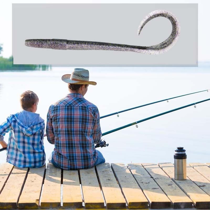 Worm Bait, Realistic Fishing Soft Worm Lures, Reusable Swim Hook