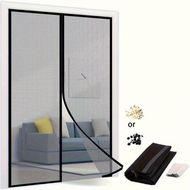 Screen Door, Modemn Self Sealing Mesh Partitionfor Keeps Bugs Out, Pet & Boys & Girls FriendlyScreen Door, Door Hardware, HomeEssentials, Privacy - black: 43x82inch/110X210cm1 Count