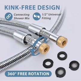 JASYA Shower Hose 304 Stainless Steel Shower Head Hose Flexible Rv Shower Hose Replaceme High Pressure Hose Shower Head Extension Hose Bidet Hose (Chrome, 69 Inches)