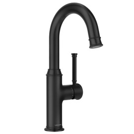 Lava Odoro Curtura Bar Sink Faucet, Black Bar Faucet Single Handle, 360° Swivels Spout Wet Bar Faucets or Prep Sink Faucet, Solid Brass Spot-Free Kitchen Bar Faucet 1 Hole KBF201-MB