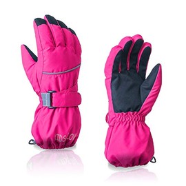 Kids Winter Glove Boys Girls Snow Ski Waterproof Gloves for Teens Fleece Lining Warm Mittens Outdoor (Rose, 7-10T)