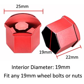 ETOPARS 20 Pieces 19mm Car Wheel Nut Cap Hex Tire Wheel Bolt Nut Cap Covers Tyre Screw Cap with Removal Tool Set Dust Proof Protector Red