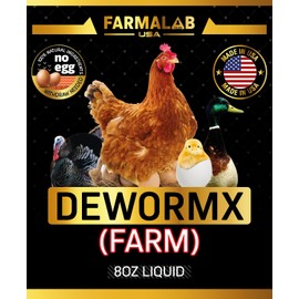 Farmalab Natural Dewormer No Withdraw Hens, Ducks, Roosters, Turkeys, Goose, Parakeets, Cockatiels, Lovebirds, Finches, Quakers, Pigeons, Palomas, Buchones, All Baby Chicks (8oz, Poultry Farm)