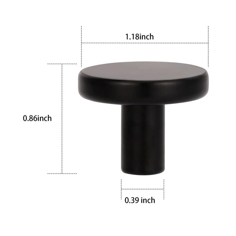 12PC Round Dresser Knobs Black Cabinet knobs， Matte Black Door
