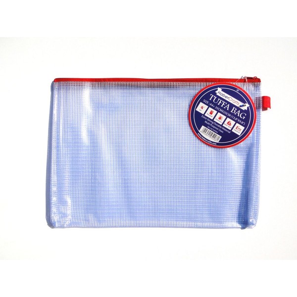 A4 Tuff Bag Zip Wallet Clear Plastic Wallets Zipped Pouch File Pencil Case Folder Water Resistant Reinforced Heavy Duty Mesh Bags (Fits A4-1 Pack)