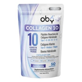 Colageno Hidrolizado 10 Tipos Premium. Peptidos Bioactivos. Oby Collagen 10 Polvo 500g Frutos Rojos