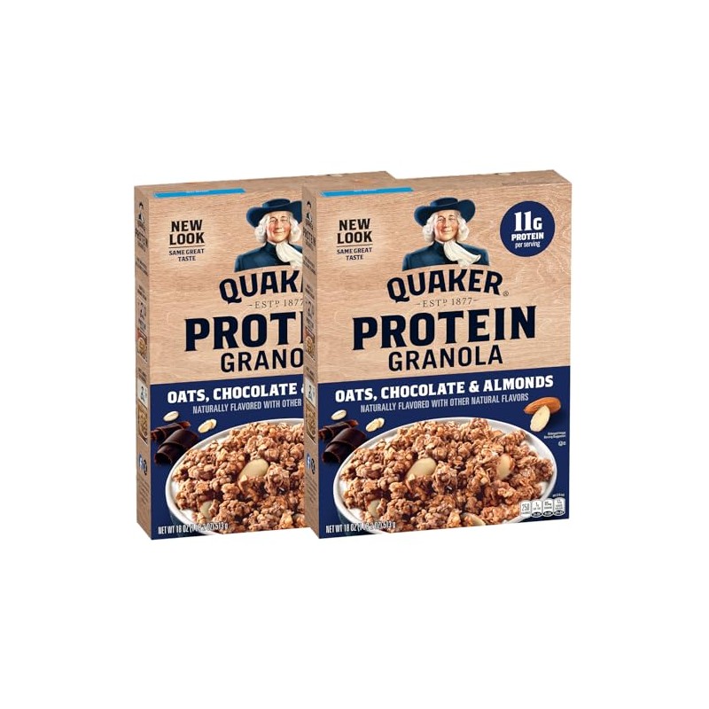 Quaker Protein Granola, Oats Chocolate, & Almonds, 18oz Boxes (2