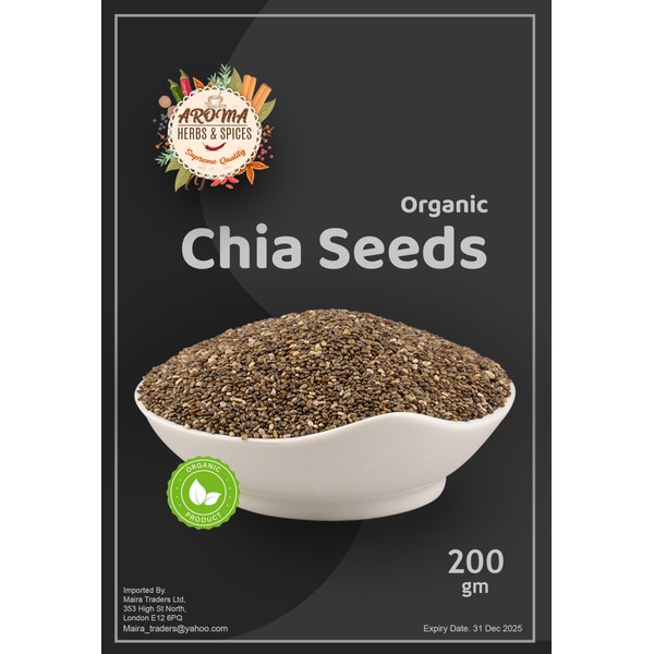 Organic Chia Seeds | 200gm | Raw Organic Chia Seeds | Source of Fibre | No Additives | Authentic | Premium Quality | High Fibre | High Protein | Vegan, Keto, Gluten Free and Non-GMO | (200 Gram)