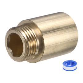 M METERXITY 1-Set Shower Head Extension Arm, Brass G1/2 Male to Female Extension Pipe Fitting Adapter with PTFE Thread Seal Tape for Shower/Faucet, Pipe Plumbing Coupler 1.39"/35mm 2pcs