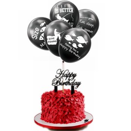 Gone Fishing Latex Balloons Little Fisherman Party Balloons Fishing Birthday Fishing Party Balloons for Kids Adults Fishes Reel Fun Baby Shower Birthday Photo Props Party Decorations Supplies