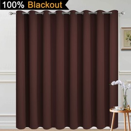 Yakamok 100% Blackout Patio Door Curtain Panels - Extra Wide, Sliding Glass Door Curtain Grommet Drapes, Thermal Curtain for Sliding Glass Door, Chocolate Brown, W100 x L84, 1 Panel