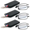 REAVEE 3 Pack Folding Reading Glasses with Keychain Compact Bags