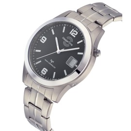 Master Time MTGT-10349-22M Radio-Controlled Quartz Men's Watch Analogue Digital with Titanium Strap, silver, Classic