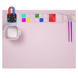 Silicone Craft Mat, 20"x16" Silicone Painting Mat with Cup, Nonstick Silicone Sheet for Resin Jewelry Casting, Creator Silicone Mat for Art, DIY, Drawing, Clay and Play Doh